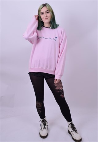 VINTAGE 90'S PINK PALM TREE SWEATER SIZE LARGE