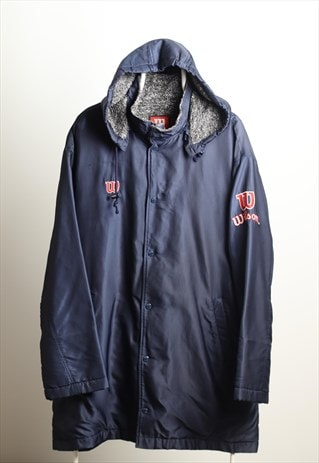 VINTAGE WILSON COACH SHERPA LINING LOGO COAT NAVY L