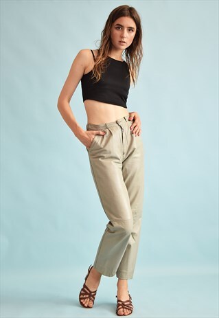 90'S RETRO FAUX LEATHER HIGHWAISTED TROUSERS