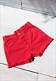 REPLAY 90S STOCK CORAL RED DENIM CROPPED HIGH WAIST SHORTS