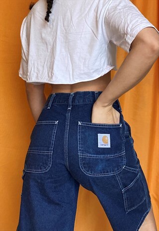 VINTAGE CARHARTT 90'S DENIM SKATE BOARD WORKWEAR SHORTS