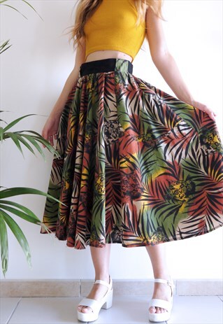 VINTAGE SAFARI LION PRINTED SKIRT