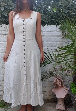 VINTAGE 80S CREAM COTTON MAXI DRESS