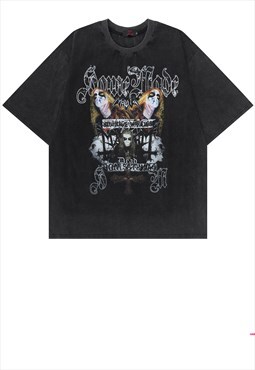 Metal head t-shirt hardcore tee grunge rocker top in black