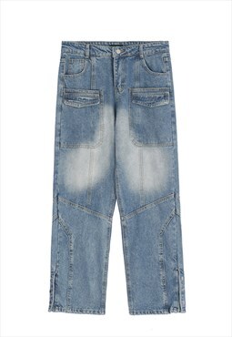 Kalodis washed and distressed colorblock jeans
