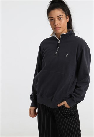 90S NAUTICA EMBROIDERED LOGO 1/4 ZIP SWEATSHIRT