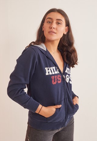 VINTAGE TOMMY HILFIGER ZIP-UP HOODIE NAVY