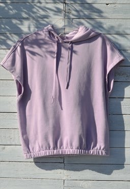 Deadstock pastel purple hooded sleeveless vest sweatshirt
