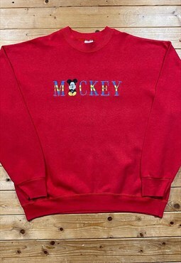Vintage Red Mickey Mouse embroidered sweatshirt XL 