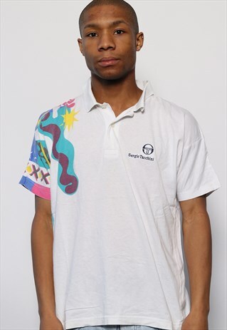 VINTAGE SERGIO TACCHINI T-SHIRT POLO LOGO WHITE