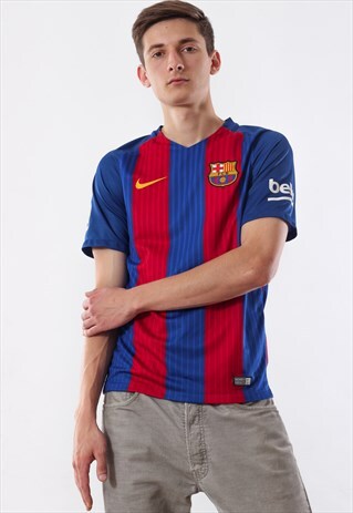 NIKE BARCELONA MESSI TOP SHIRT BLUE RED STRIPED 2016- 2017