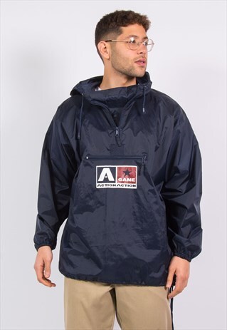 VINTAGE 1/4 ZI PULL OVER CAGOULE RAIN JACKET ANORAK