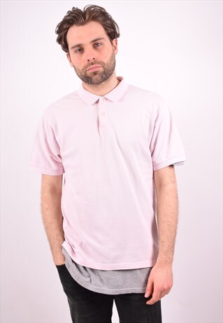 CHAMPION MENS VINTAGE POLO SHIRT LARGE PINK 90S