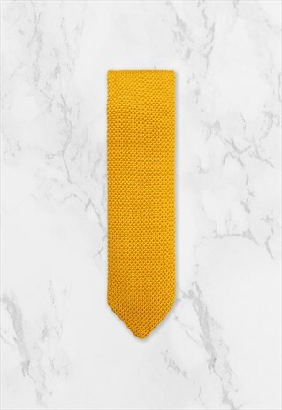 WEDDING HANDMADE POLYESTER KNITTED TIE IN MUSTARD YELLOW