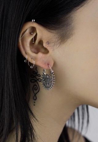SPIKED HOOP EARRINGS- STERLING SILVER 925