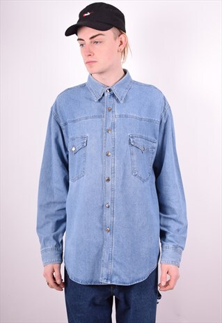 LEVI'S MENS VINTAGE DENIM SHIRT XL BLUE 90'S