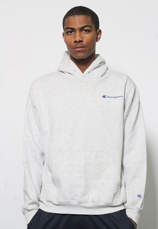 VINTAGE CHAMPION LOGO HOODIE GREY