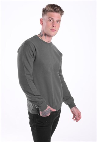 ESSENTIAL BLANK JUMPER SWEATER PULLOVER - STORM GREY