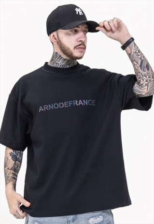 WASHED OLD PORTRAIT COLORFUL REFLECTIVE T-SHIRT