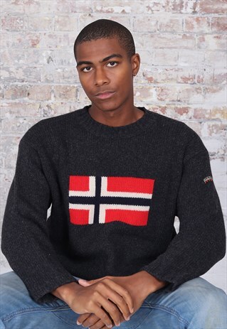 VINTAGE NAPAPIJRI FLAG LOGO JUMPER BLACK