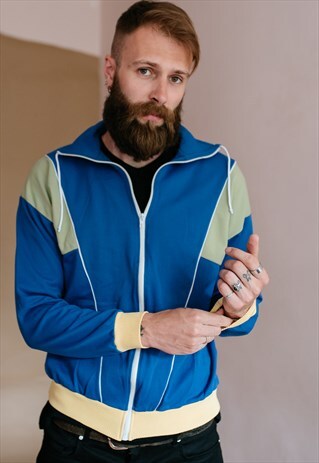 VINTAGE 80S PASTEL BLUE GREEN JACKET