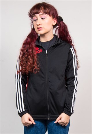ADIDAS VINTAGE 90'S BLACK TRACKSUIT JACKET TOP