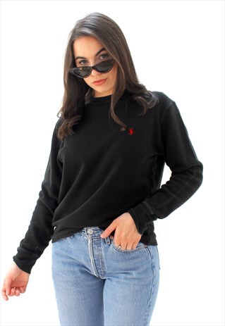 90'S RETRO BLACK WAFFLE SWEATSHIRT