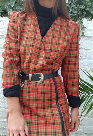 VINTAGE 80S RED CHECK BLAZER