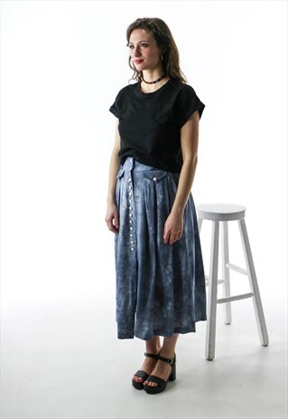 LIGHT BLUE RETRO SKIRT / HIGH WAISTED MIDI SKIRT