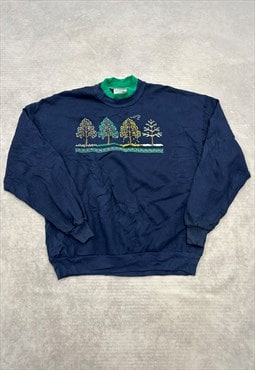 Vintage Sweatshirt Cottagecore Tree Patterned Jumper