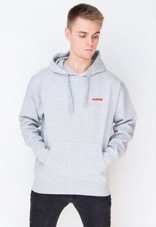 GREY RAWWW (RED) HOODIE