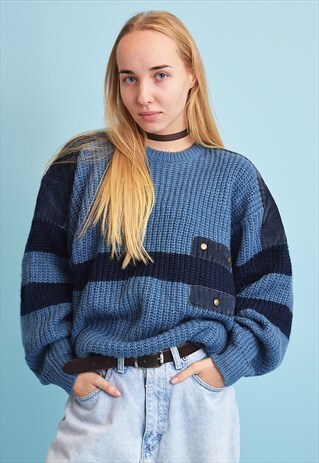 80'S RETRO MILITARY STYLE CHUNKY KNITTED JUMPER TOP