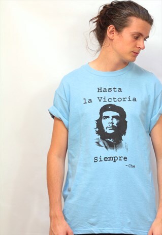 1990'S VINTAGE BLUE GRAPHIC CHE GUEVARA PRINT T-SHIRT