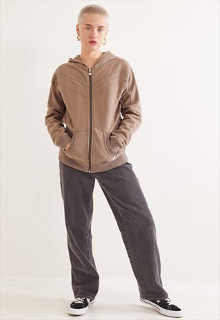 VINTAGE NIKE ZIP-UP HOODIE LIGHT BROWN