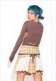 VINTAGE CARDIGAN Y2K TIE CROP TOP IN BROWN