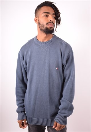 TOMMY HILFIGER MENS VINTAGE JUMPER SWEATER LARGE GREY 90S