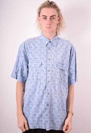 MENS VINTAGE SHIRT LARGE BLUE 90S