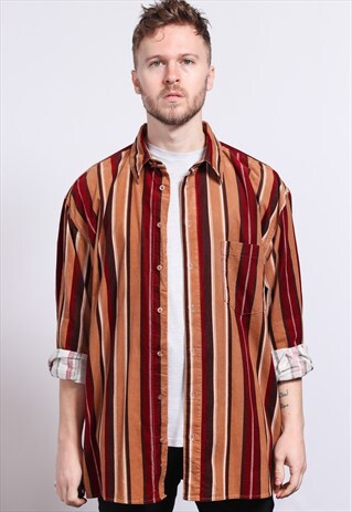 VINTAGE CORDUROY CORD STRIPED SHIRT