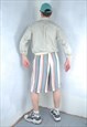 VINTAGE 80'S BAGGY BOARD LONG FUNKY STRIPPED FESTIVAL SHORTS