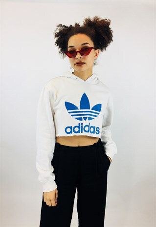 VINTAGE ADIDAS ORIGINALS TREFOIL CROPPED HOODIE