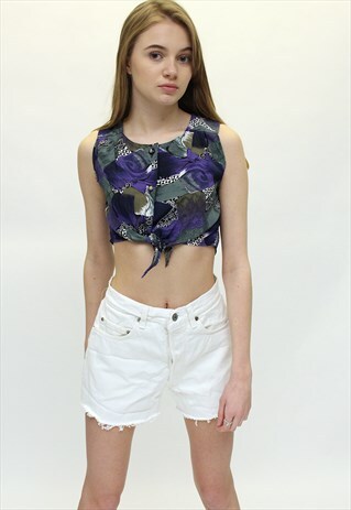 VINTAGE HIGH WAISTED DENIM SHORTS -WHITE