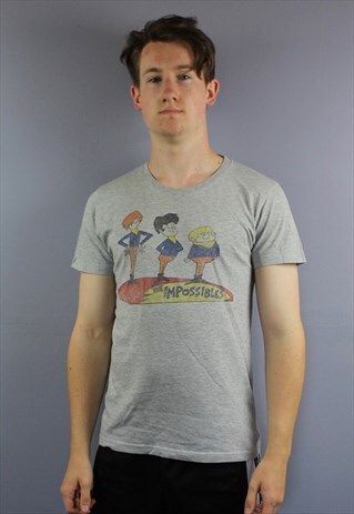 VINTAGE RUSSELL ATHLETIC THE IMPOSSIBLES T SHIRT IN GREY WIT