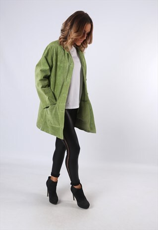 SUEDE LEATHER JACKET VINTAGE UK 14 (PBV)