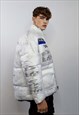 TRANSPARENT PUFFER JACKET SEE-THROUGH PADDED BOMBER IN WHITE