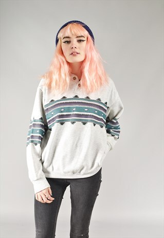 VINTAGE GREY AZTEC SWEATER