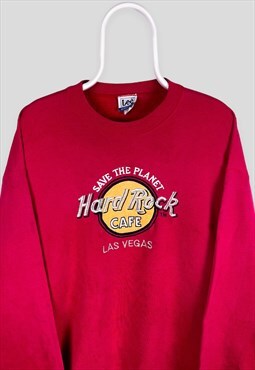 Vintage Red Hard Rock Cafe Sweatshirt Las Vegas Embroidered