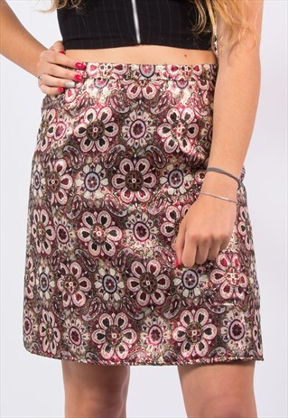 VINTAGE 60'S FLORAL GLITTERY MINI SKIRT