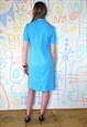 DRESS VINTAGE 1970S POLKA DOT BLUE JERSEY MIDI 12  - 14 ML 