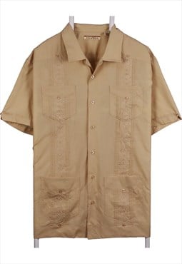 Vintage 90's Havanera Shirt Short Sleeve Button Up Beige