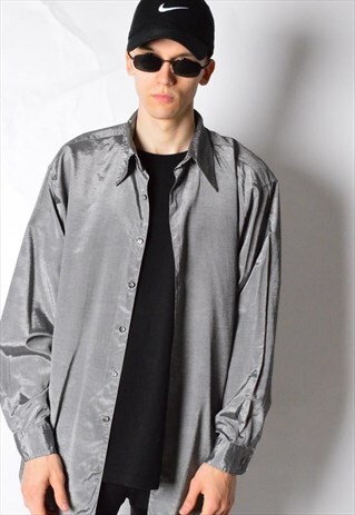 VINTAGE 90S SILVER GREY LONG SLEEVE SHIRT